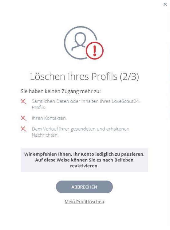 LoveScout24 - Profil löschen